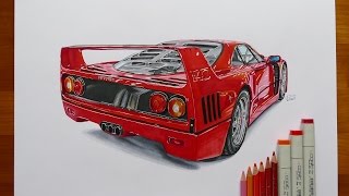 Ferrari F40 Realistic Car Drawing