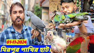 প্রচুর পরিমাণে জমজমাট মিরপুর এক পাখির হাট | বাংলাদেশের সবচেয়ে বড় পশু পাখির হাট |পাখি | 01-11-2024