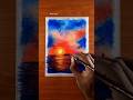 Beautiful evening sunset scenery drawing with oil pastel #shorts