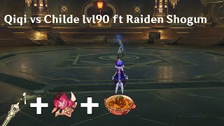 Qiqi c0 74.5% Phys DMG vs Boss Childe lv90 ft. Raiden Shogun - Genshin Impact