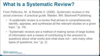 [Webcast 65] Overview of Systematic Review and Research Synthesis