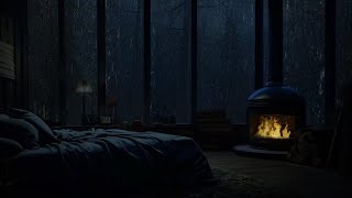 Cozy Reading Nook Ambience: Rain & Thunder for Deep Sleep, Relax, Study⛈️Cozy Fireplace🔥