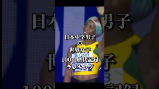 日本中学男子×世界女子 100m歴代記録ランキング