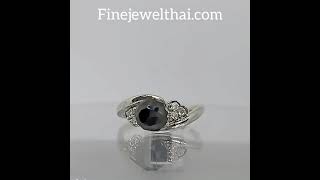 Finejewelthai-แหวนนิล-นิลแท้-แหวนพลอย-พลอยเดือนเกิด-Black Spinel-Onyx-Silver-Ring-Birthstone-R1133on