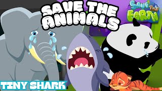 🐾ABC Save Animals | Let’s Protect the Endangered Animals🦁🐼| Green Earth Songs for Kids | Tiny Shark