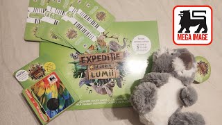 Expediție in jurul lumii cu Mega Image - kit de bază: Album + boxă + pluș + deschid 10 plicuri