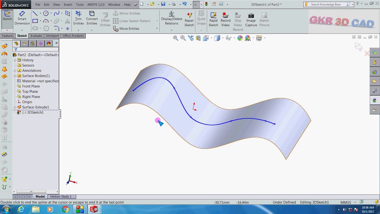 Solidworks Tutorial| Solidworks Tutorial Spline On Surface - YouTube