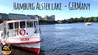 BEAUTIFUL Alster Lake in Hamburg Germany in 2022 (4K / Ultra HD). Binnenalster, Boat \u0026 Fountain