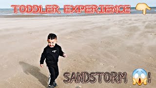 Toddler reaction in Sandstorm by the seaside at Talacre, Wales #wales #seaside #talacrebeachresort