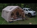 CAMPING WITH A 2-ROOM INFLATABLE TENT IN A SEVERE STORM
