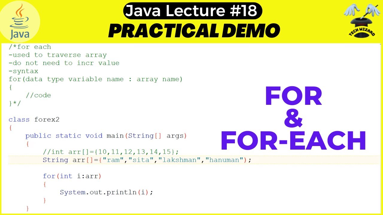For And For Each Loop | Java Tutorial For Beginners | Tech Wizard - YouTube