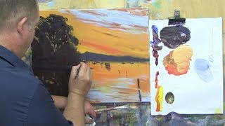 Learn To Paint TV E43 "Noosa River Sunset" Acrylic Painting Sunset Tutorial For Beginners