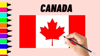 How to draw Canada flag with simple steps | Drawing Canada Flag