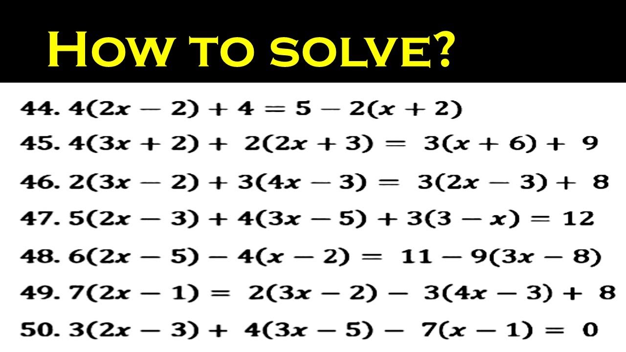 How To Solve Linear Equations With One Variable Containing Brackets ...