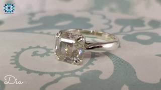 2.50 Ct Octavia cut colorless moissanite double claw prong cathedral ring