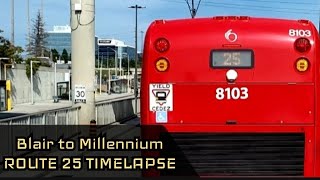 Ottawa OC Transpo route 25 Blair to Millennium timelapse