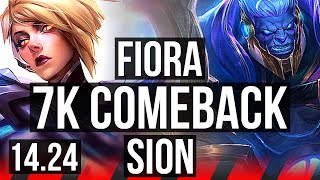 FIORA vs SION (TOP) | Comeback, 7 solo kills, 43k DMG | NA Master | 14.24