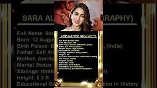 Sara Ali Khan Biography | Bollywood Actress Facts | सारा अली खान |  Сара Али Кхан #shorts #bollywood