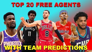 Top 20 2022 NBA Free Agents Available This Offseason | With Predictions!