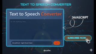 Text to Speech Converter||HTML||CSS||JavaScript||Step by Step Tutorial|| Frontend || @CodlerOfficial