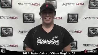 2021 Taylor Dains Outfield Softball Skills Video - Firecrackers Leles