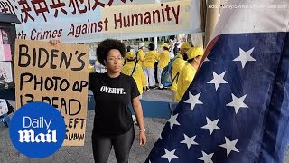 Anti-Biden protesters swarm the UN during president's visit