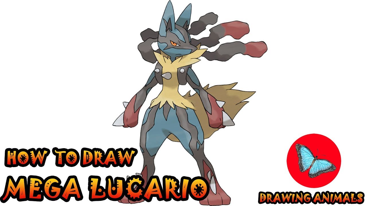 How To Draw Mega Lucario Pokemon | Drawing Animals - YouTube