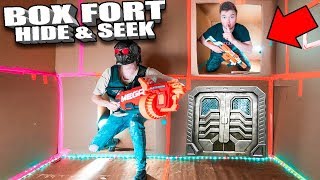 BOX FORT NERF HIDE AND SEEK CHALLENGE 📦In The Worlds Biggest Box Fort!!