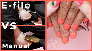 E-file VS Manual Nail Prep | Natural Nail Tutorial