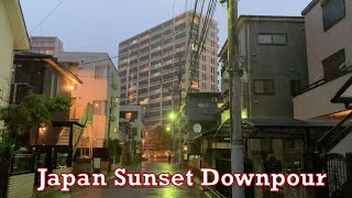 Japan Sunset Rain Walk ASMR 2020.07.22 Tokyo Downpour Ambient Sound Sleep Meditate Relax Chill Water