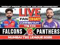 NMP vs SMF | SoBo Mumbai Falcons vs North Mumbai Panthers | 19th T20 | Live Cricket Commentary