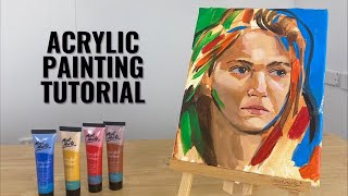 How to paint a Portrait with Acrylic Paints | BEGINNER FRIENDLY