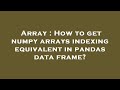 Array : How to get numpy arrays indexing equivalent in pandas data frame?