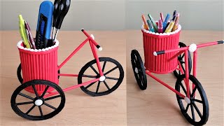 Dekoratif Masaüstü Bisiklet Kalemlik Yapımı / Paper Cycle Pen Stand - paper crafts