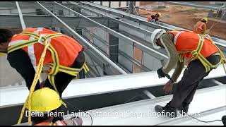 Delta Steel Team Laying Standing Seam Roofing Sheets