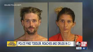 Police: Florida couple uses drugs next to toddler in roach-infested car