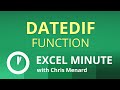 Excel DATEDIF Function |  Excel One Minute Functions Explained