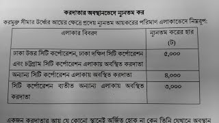 করবর্ষ ২০২৪-২৫: করদাতার অবস্থানভেদে ন্যূনতম করের পরিমাণ নির্ণয়।