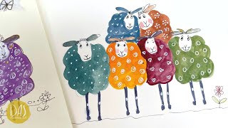 Quick and Easy Whimsical Watercolor Sheep | Step by Step Tutorial for a Cute Greetings Card or Gift
