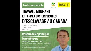 Conférence virtuelle: travail migrant et formes contemporaines d'esclavage