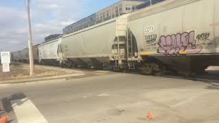 WSOR 3928 Leads Grain Train Through Madison 4/3/19