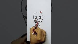 A cute ice cream drawing #drawing #draw #art #ice cream drawing #Fancy Art #viral video #shorts