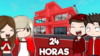 24 HORAS VIVIENDO EN UN MUNDO ROJO EN BROOKHAVEN ROBLOX CON EL TEAM