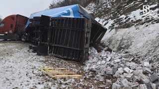 Tractor-trailer carrying energy drinks crashes on Route 322