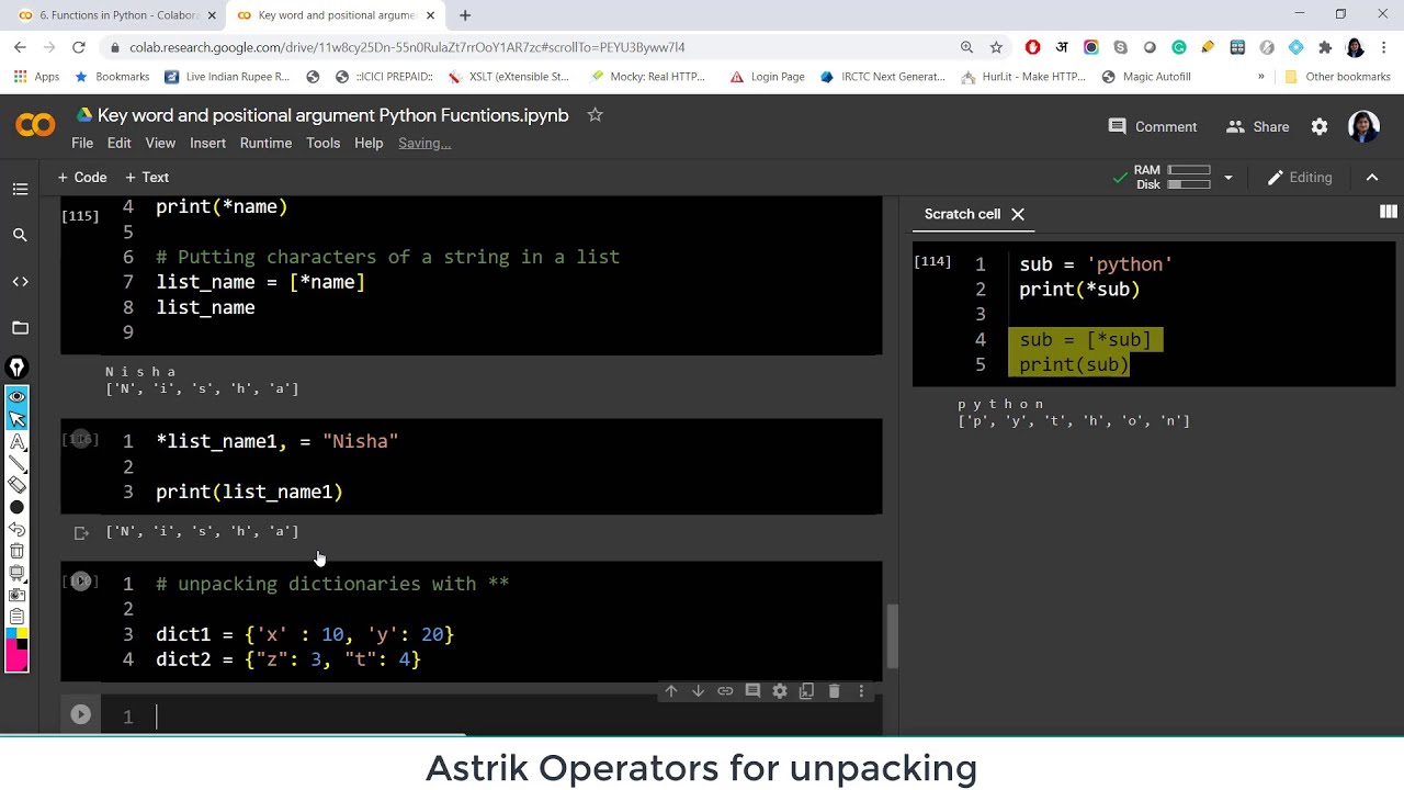 In Python | Unpacking With Asterisk Operators |Python Tutorial | String ...