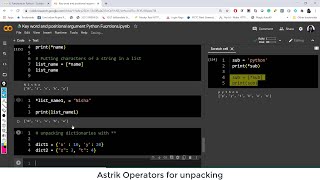 * & ** in Python | Unpacking with asterisk operators |Python Tutorial | string characters to list