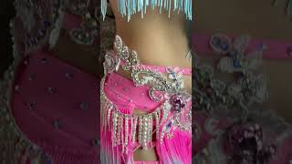 CC-CT0178 ベリーダンス衣装 ピンク＆ブルーフリンジ オリエンタル bellydancer বেলি ডান্স bellydance costume samba salsa