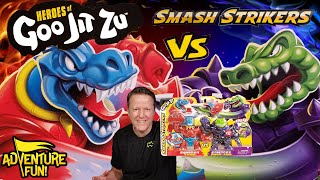 7 Heroes of Goo Jit Zu SMASH Strikers TYRO vs ROCK JAW! AdventureFun Toy review!