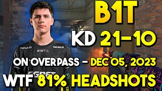 WTF 81% HEADSHOTS By b1t (21-10) on Overpass - 3x Triple \u0026 Quadro - FACEIT RANKED - Dec 06, 2023