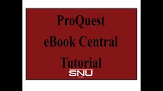 ProQuest Ebook Central Tutorial